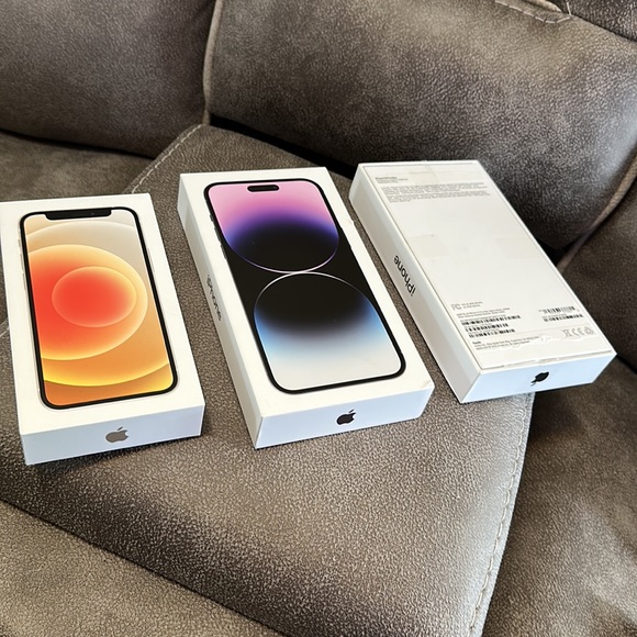 Apple iPhone Boxes - (1 white) 12 mini, 14 ProMax (1 purple & 1 Black) - Picture 4 of 5